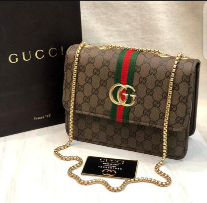 Gucci-Inspired Stylish Women's Brown PU Leather Crossbody Bag